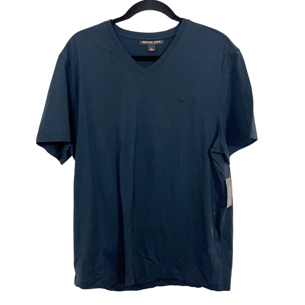 NEW Michael‎ Kors Men's Navy Blue Short Sleeve V-neck T-Shirt - Size Large